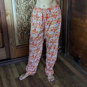 Floral orange pants - pajama style